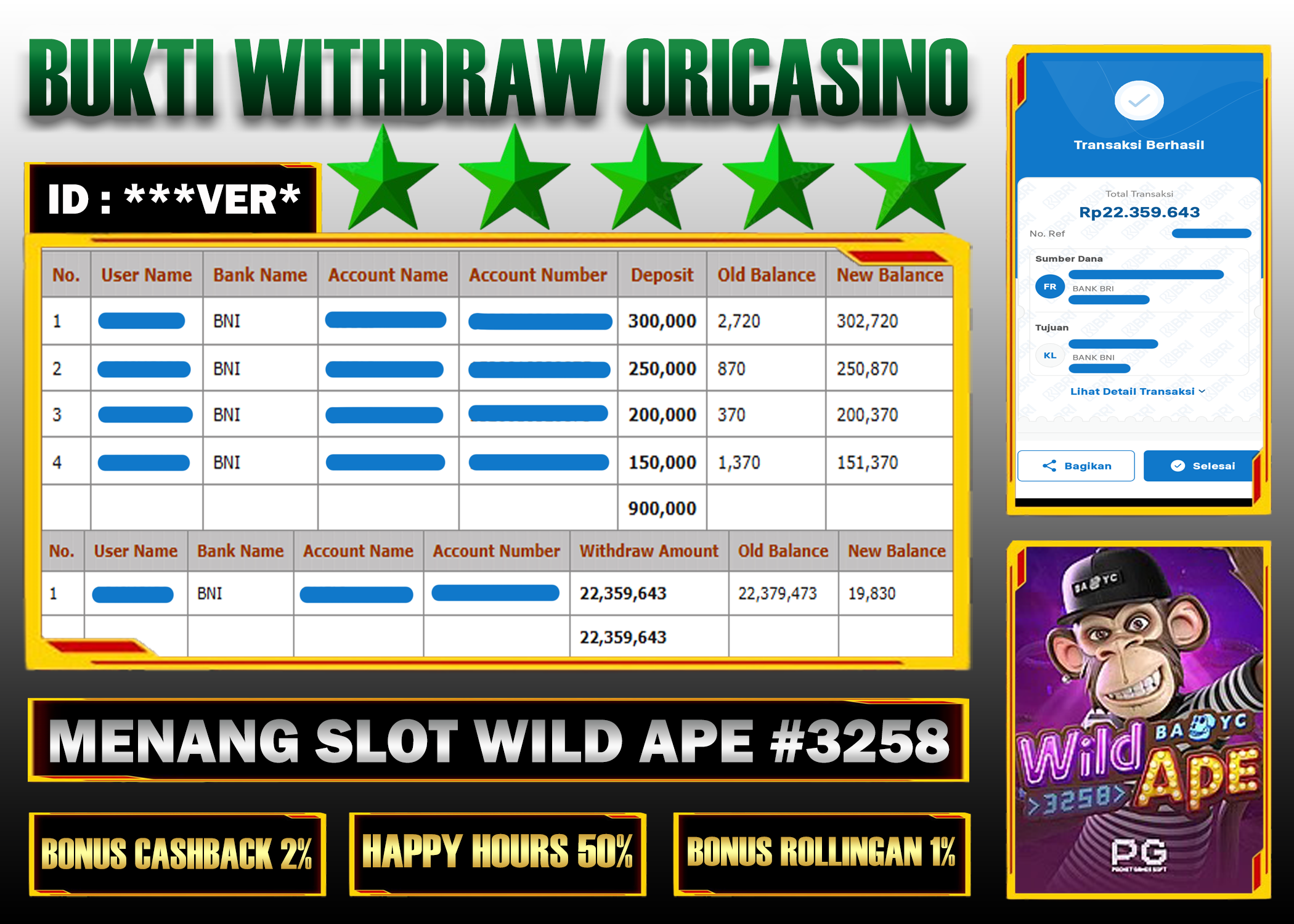 BUKTI KEMENANGAN SLOT WILD APE #3258 PROVIDER PGSOFT